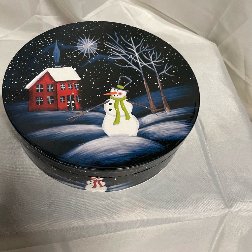 Hand-Painted Blue Snowman Holiday Dinner Plates - Set of 4 - Picture 7 of 9